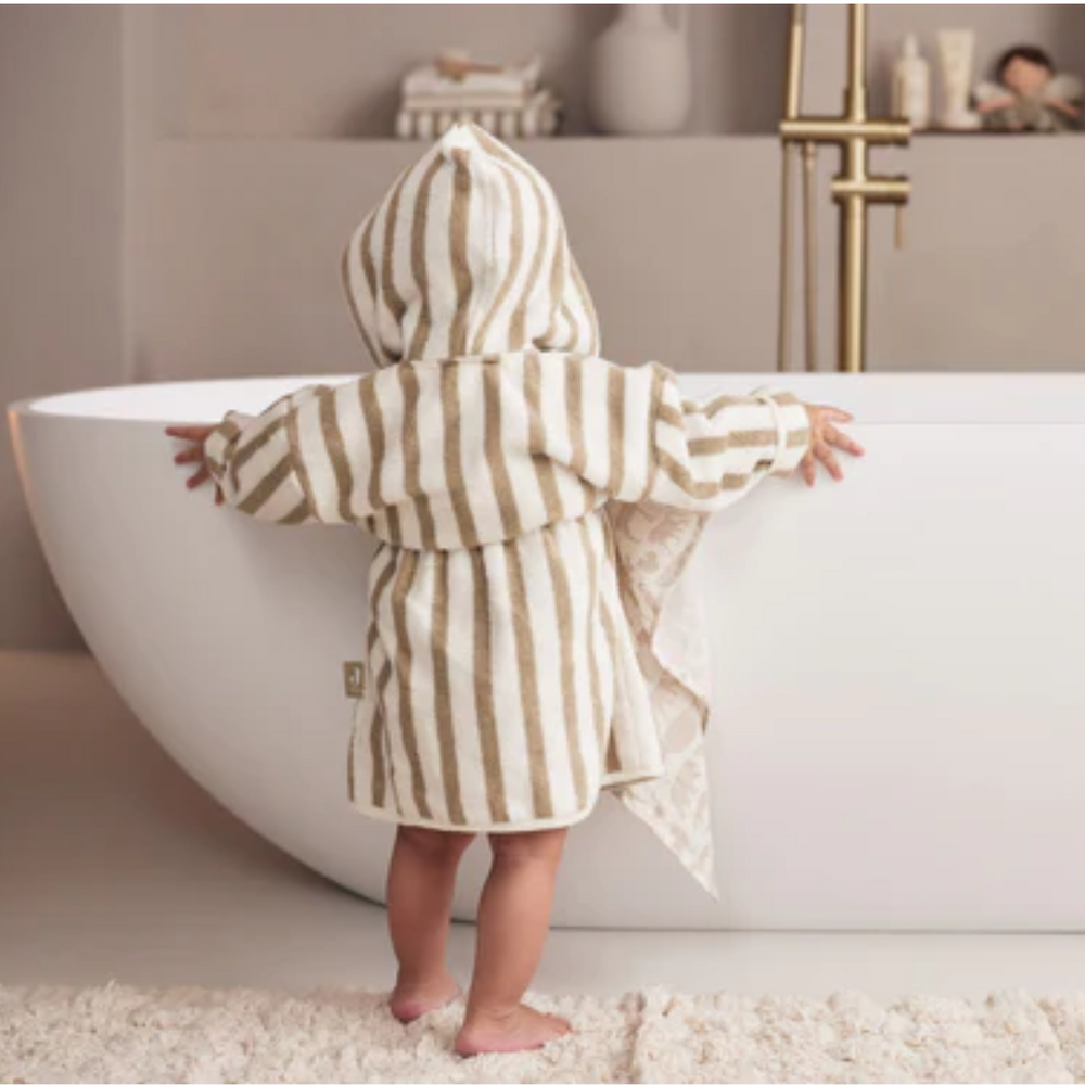 Peignoir Stripe Éponge - Olive Green