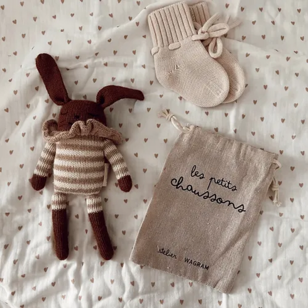 Chausson en laine mérinos bébé - écru