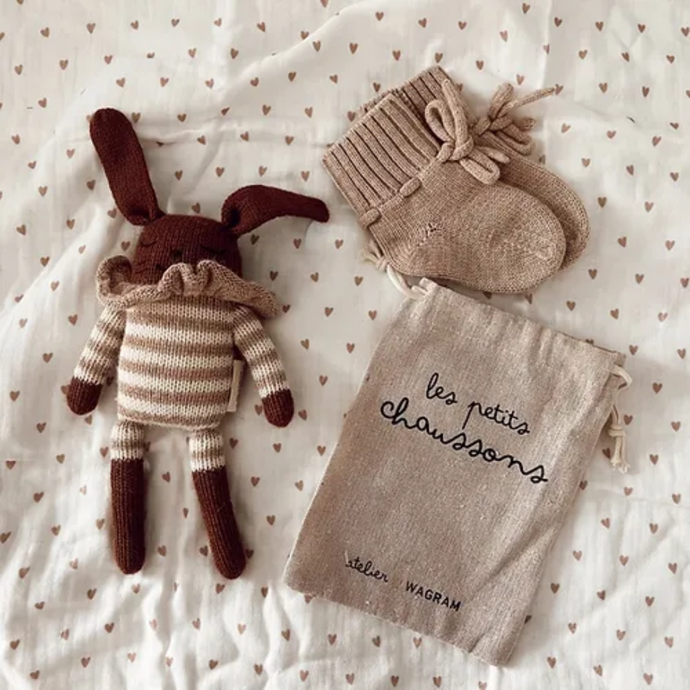 Chausson en laine mérinos bébé sable