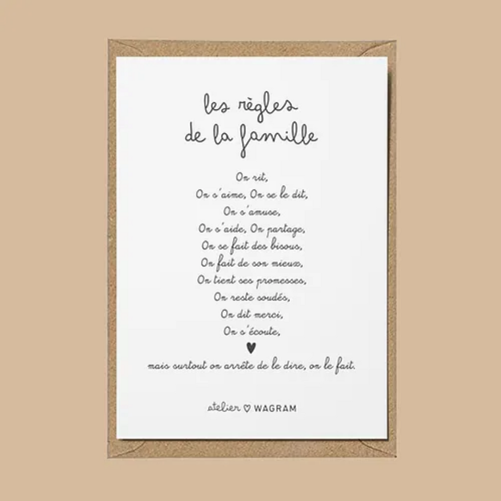 Carte A5 - Les règles de la famille
