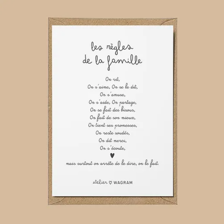 Carte A5 - Les règles de la famille