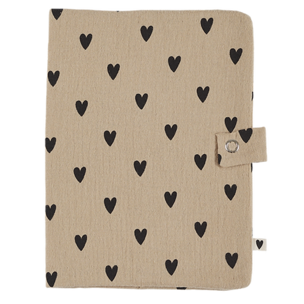 Protège carnet de santé - coeur beige