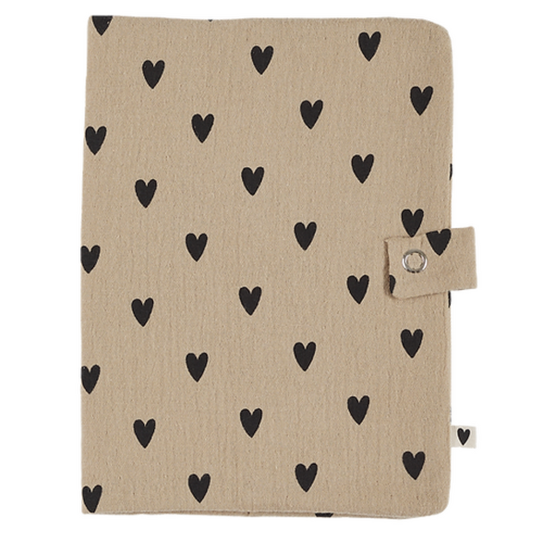 Protège carnet de santé - coeur beige