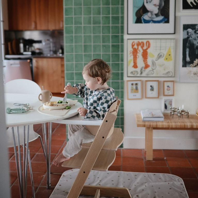 Bavoir à manches - Carreaux olive