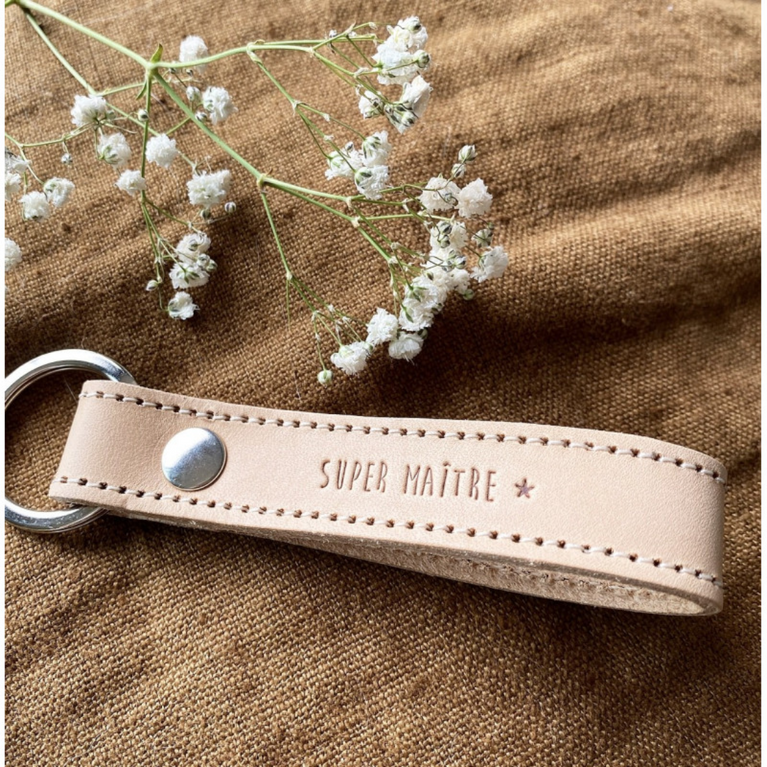 Porte clefs cuir naturel - super maître