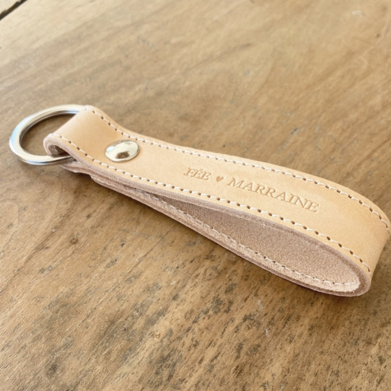 Porte clefs cuir naturel - fée marraine
