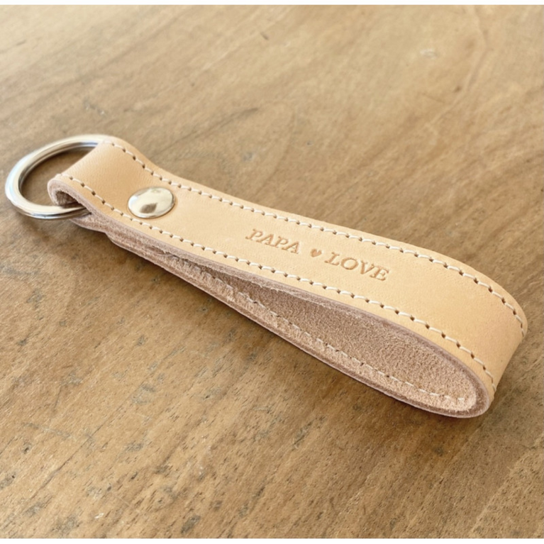 Porte clefs cuir naturel - papa love