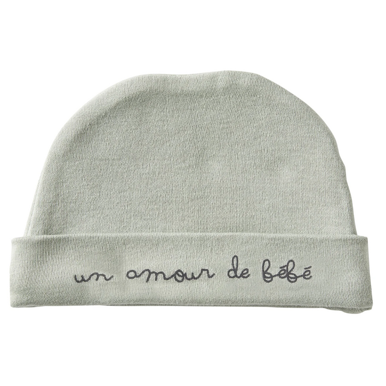 Bonnet naissance - vert de gris