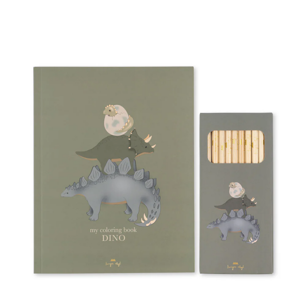Cahier de coloriage et crayons - dino