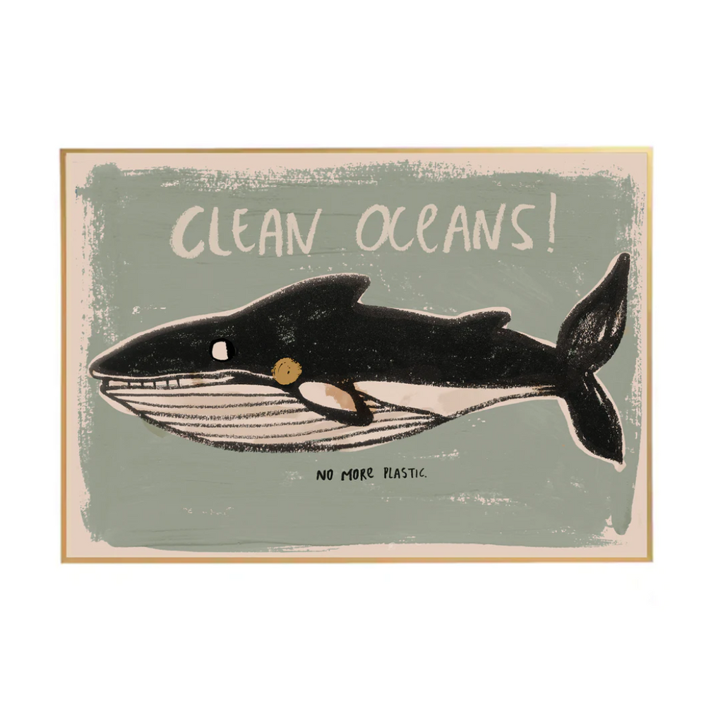 Affiche baleine "clean océans"