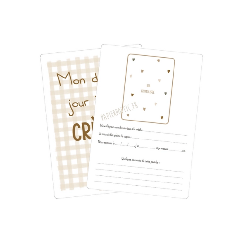 Carte duo souvenirs de crèche « Vichy »