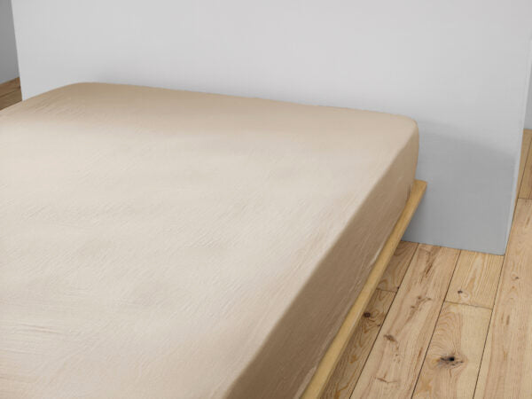 Drap housse 90 x 190 cm Gaze de coton unie GAÏA Ficelle
