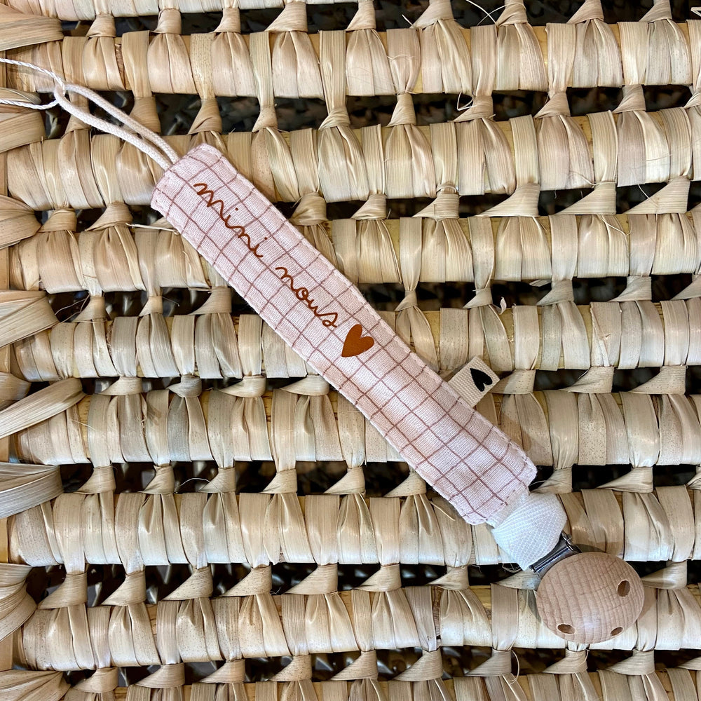 Attache tétine carreaux - mini nous