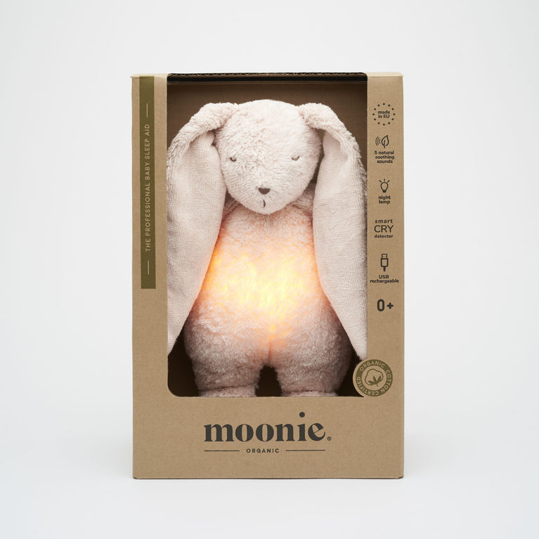 Moonie – lapin nature bio avec sons & lumières rose blush