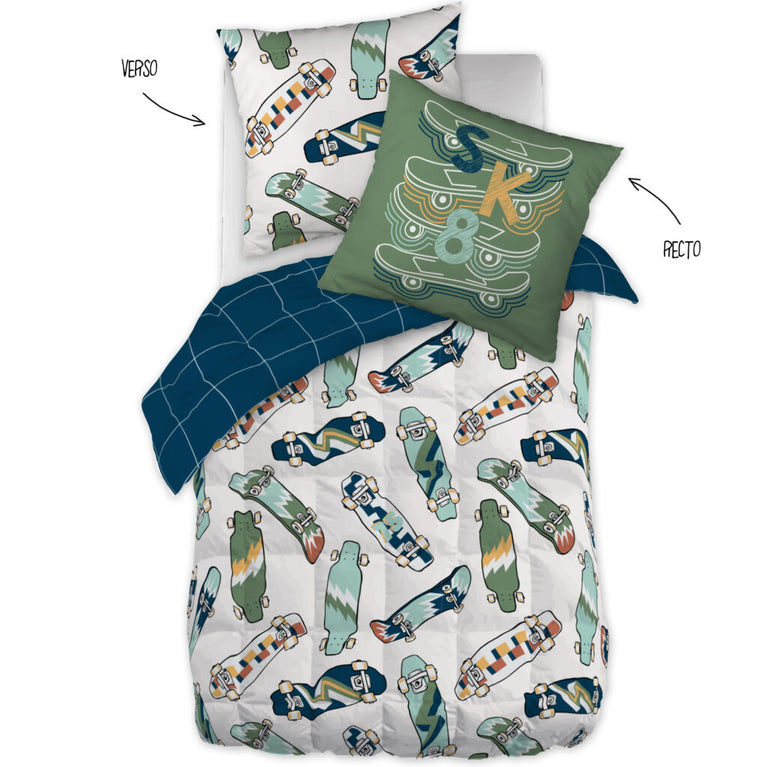 Parure de lit (Housse de couette + 1 Taie d’oreiller) 140 x 200 cm Coton imprimé CALIFORNIA