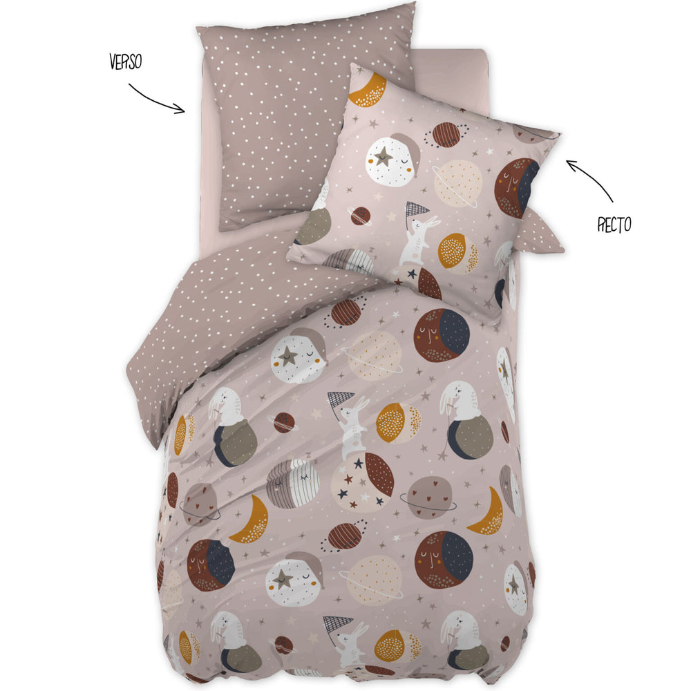 Parure de lit (Housse de couette + 1 Taie d’oreiller) 140 x 200 cm Coton imprimé SKY DREAM