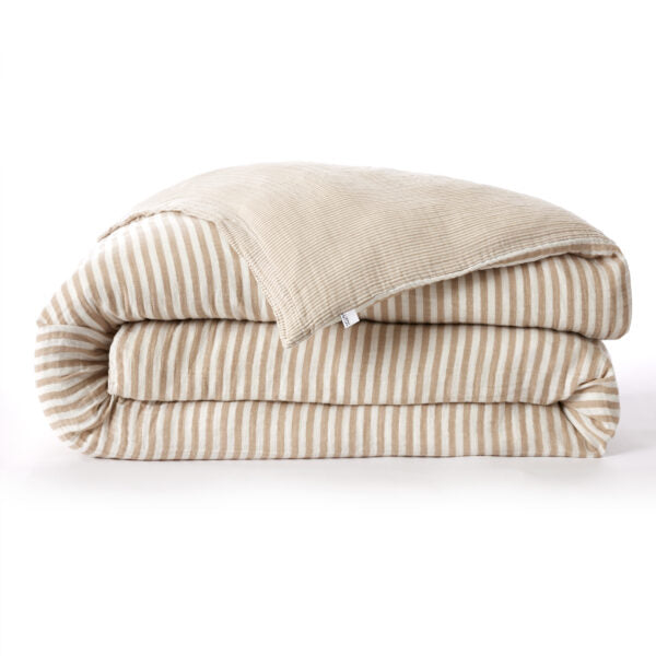 Housse de couette réversible 140 x 200 cm Gaze de coton ROMIE Ficelle