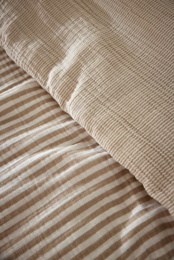 Housse de couette réversible 140 x 200 cm Gaze de coton ROMIE Ficelle