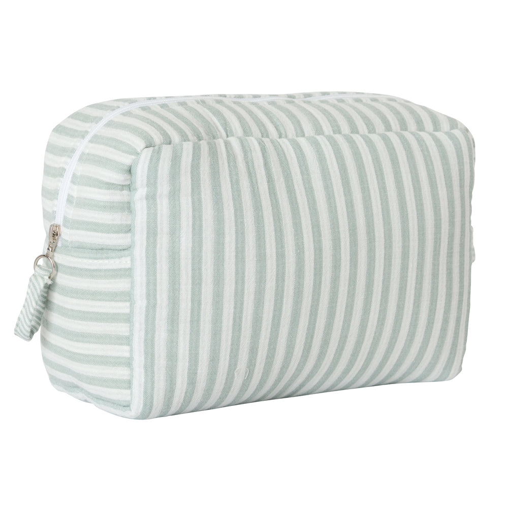 Trousse de toilette rayé vert de gris