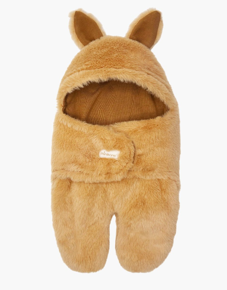 Chancelière poussette poupée Jeannot en fausse fourrure camel