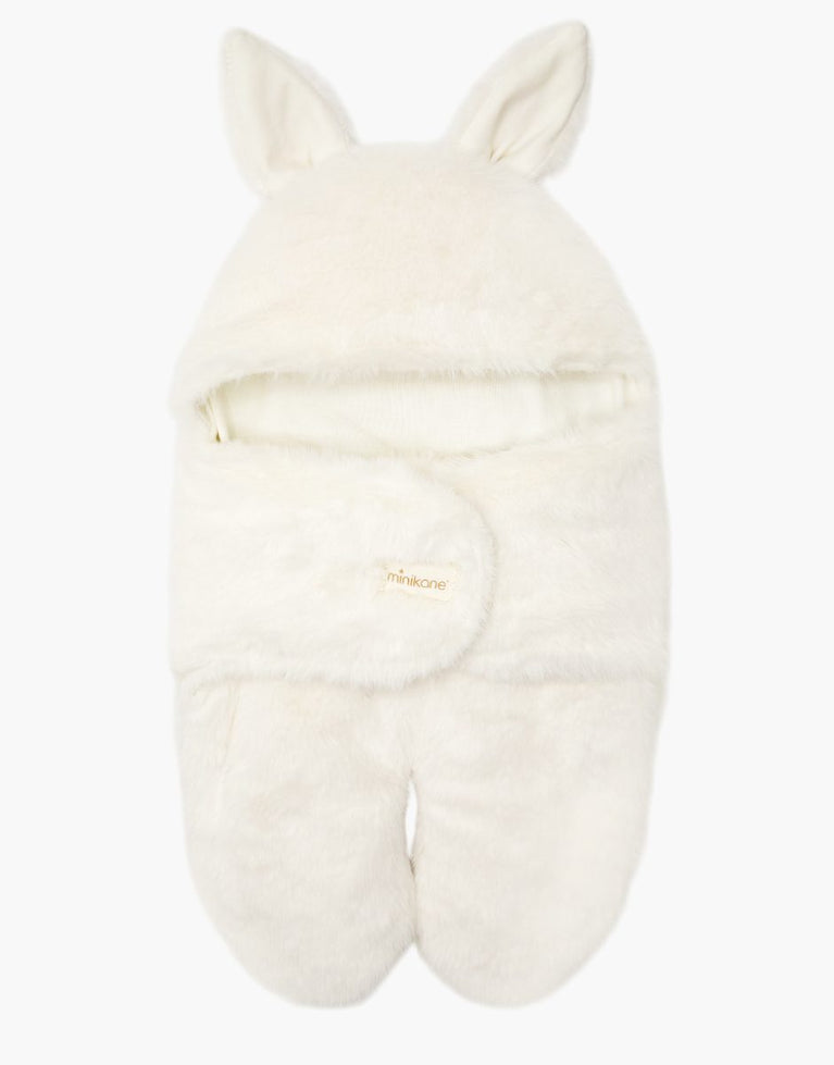 Chancelière poussette poupée Jeannot en fausse fourrure écru