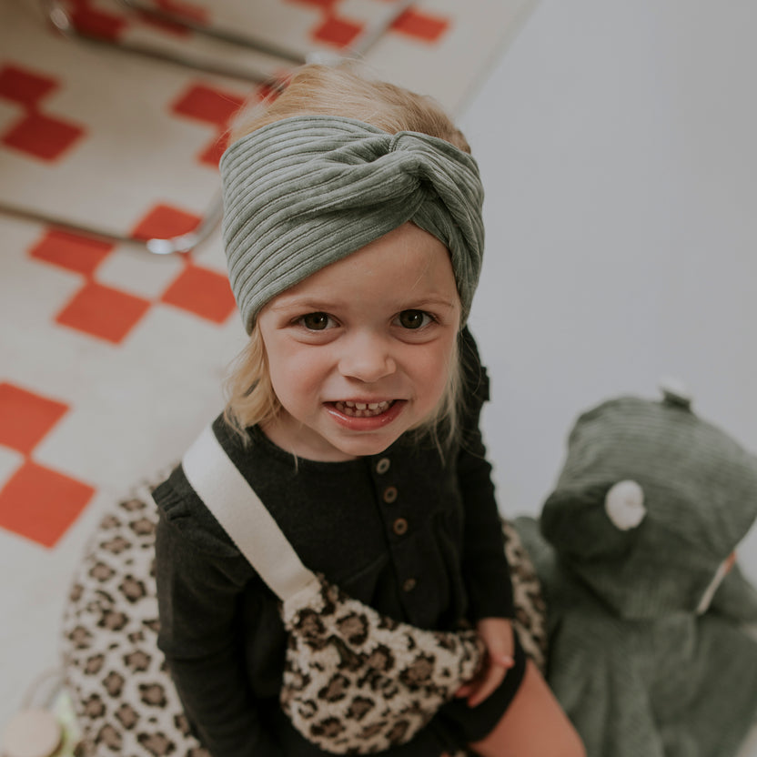 bandeau velours kaki - 6/36 mois