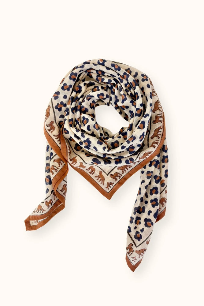 Big Foulard en coton Dupatta LÉOPARD RUST