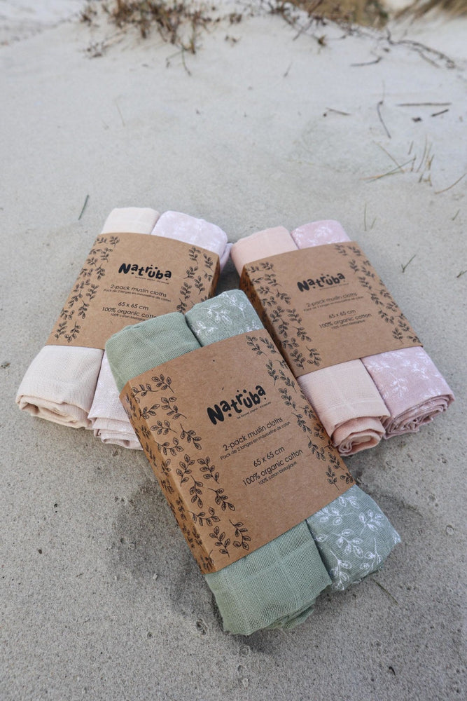 Set de deux langes rose poudré