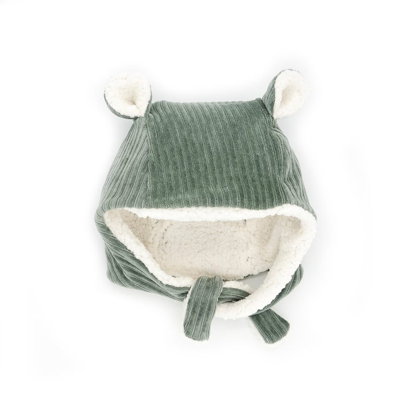 Bonnet velours kaki - naissance/36 mois