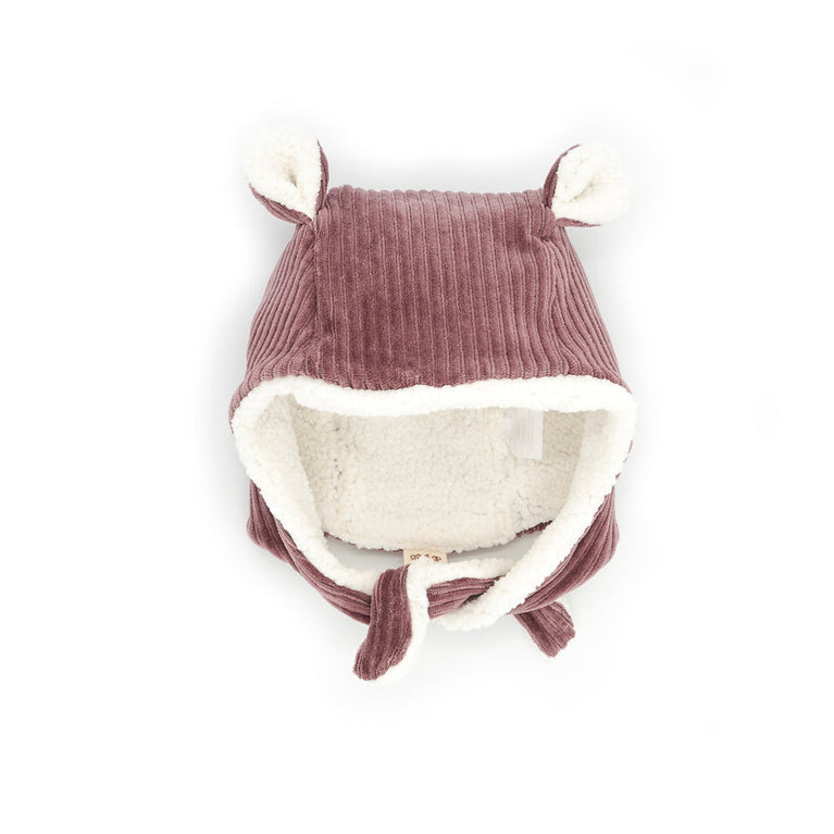 Bonnet velours parme - naissance/36 mois