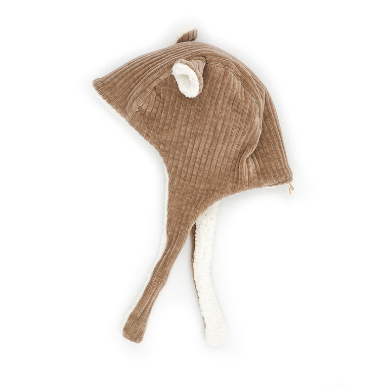 Bonnet velours taupe - naissance/36 mois