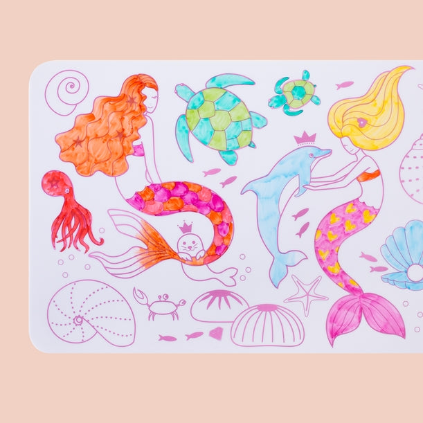 Coloriage nomade : Mini Playmat SIRENE - 4 feutres inclus