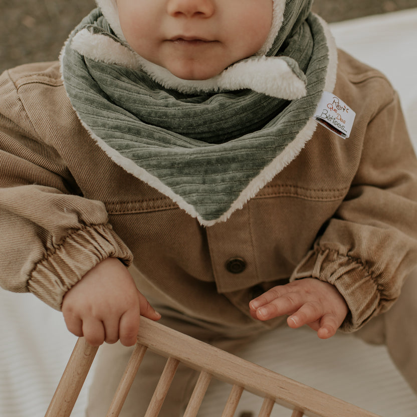 Cache-cou velours kaki - 3mois/8ans