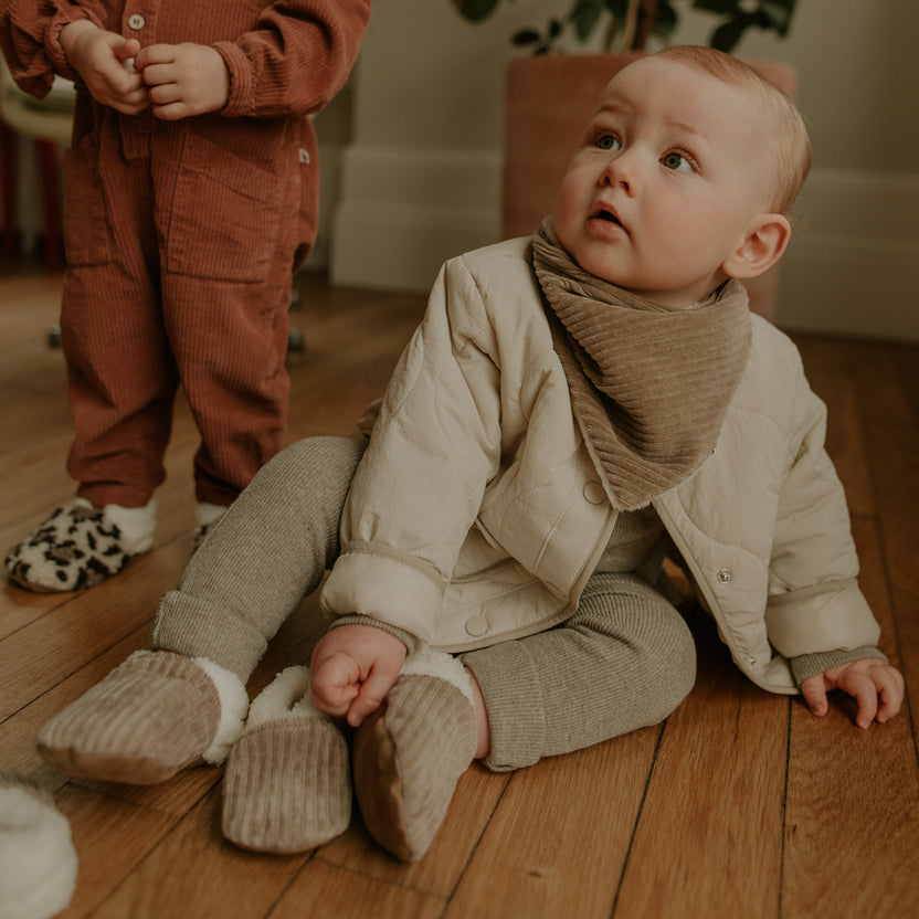 Cache-cou velours taupe - 3mois/8ans