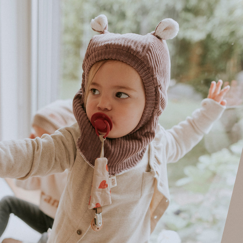 Cagoule velours parme - 9/18 mois