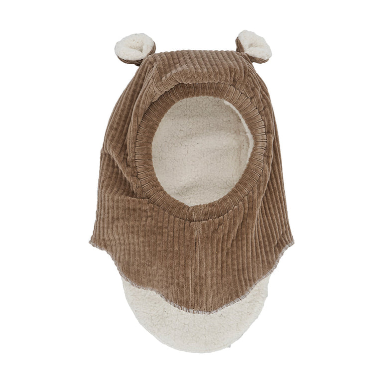 Cagoule velours taupe - 9/18 mois