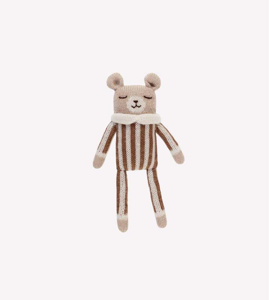 Doudou ourson - combinaison à rayures noisette