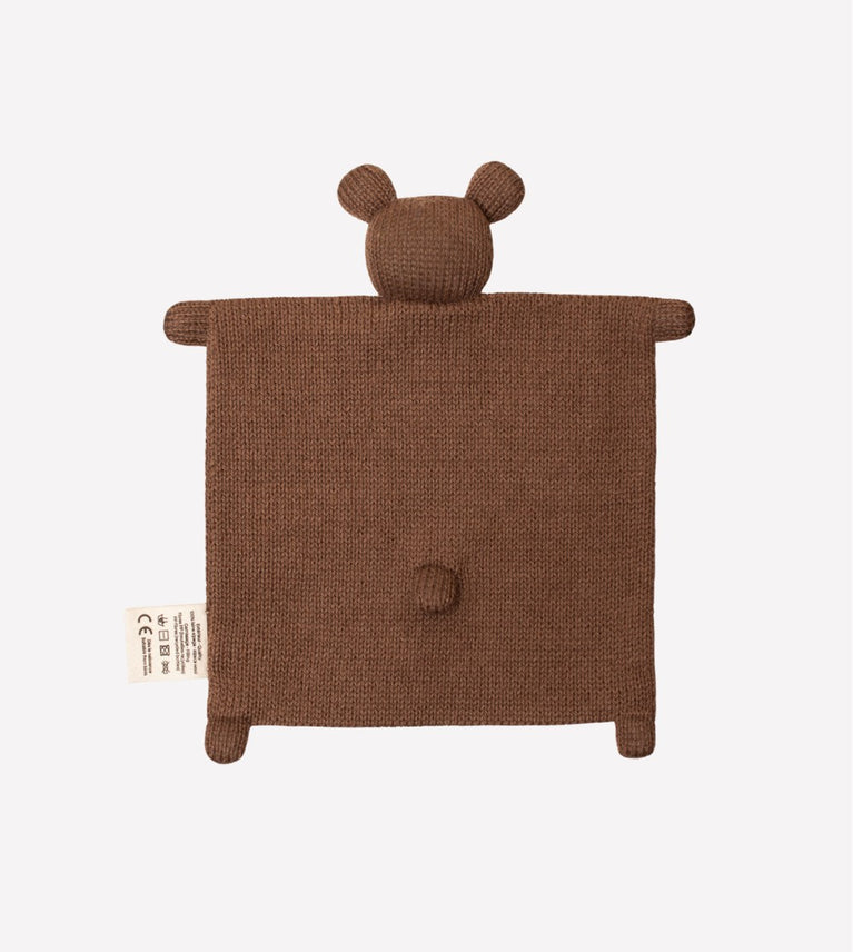 Doudou plat tricoté - ourson noisette