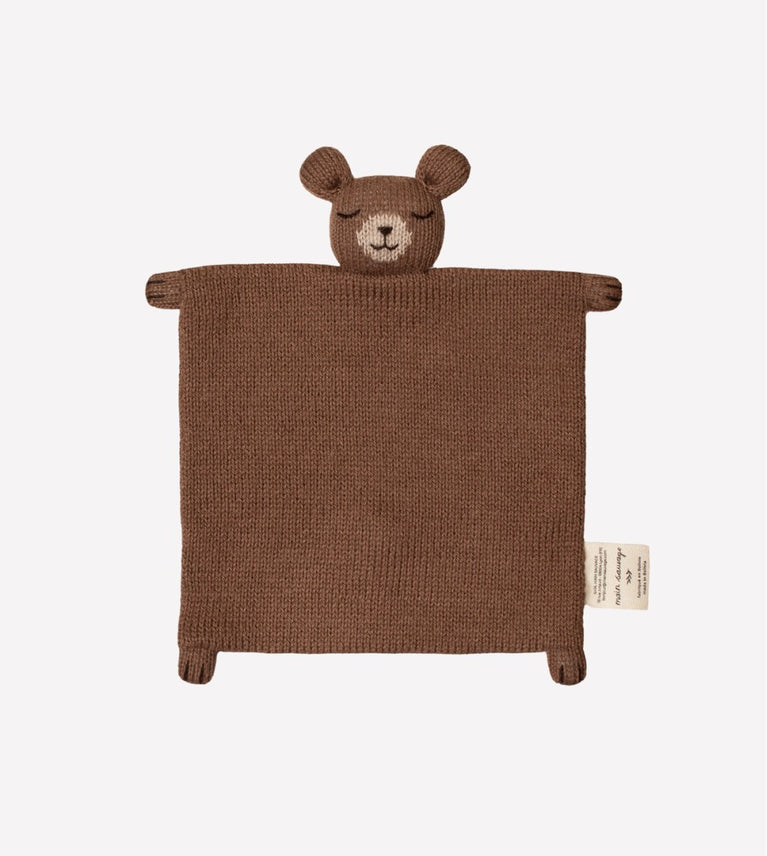 Doudou plat tricoté - ourson noisette