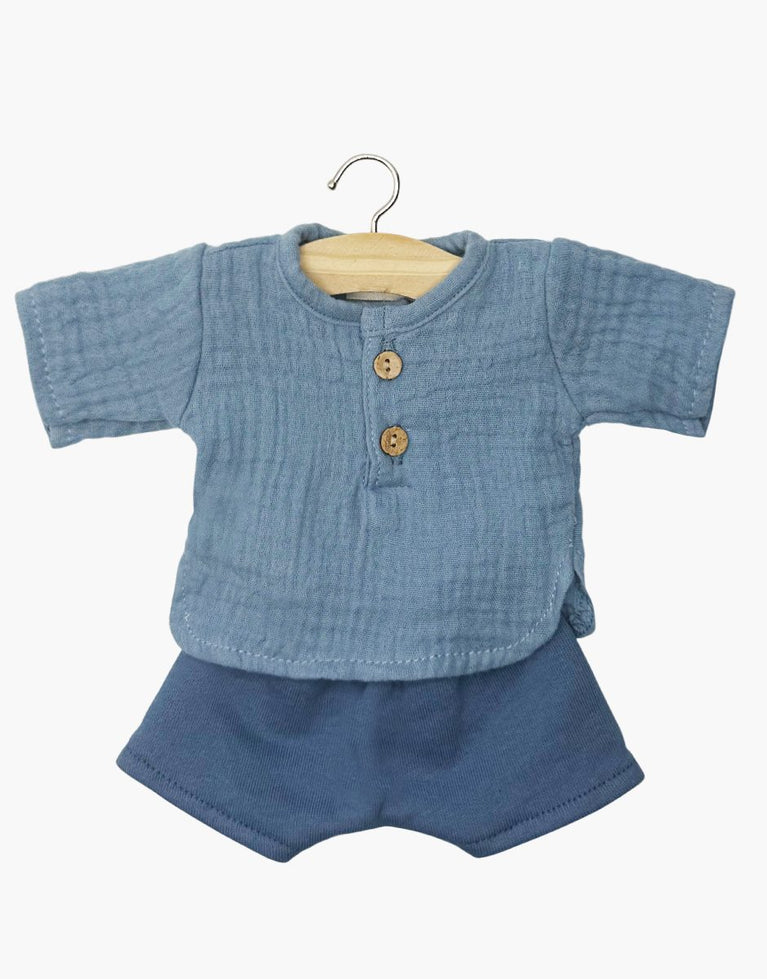 Babies – Ensemble Marien top manches longues en gaze de coton bleu jean