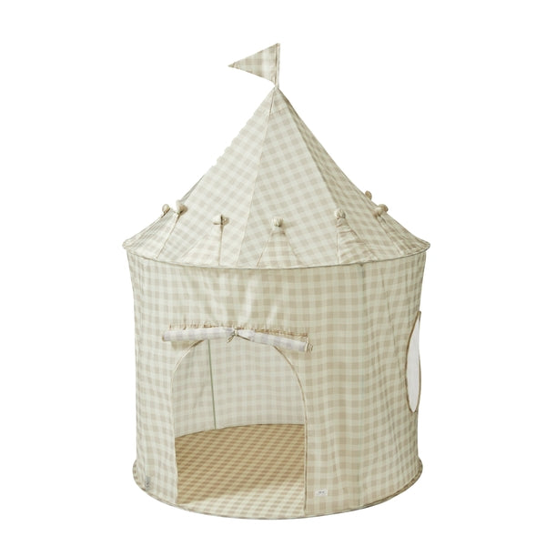 Tente de jeu en tissu recyclé - Vichy beige