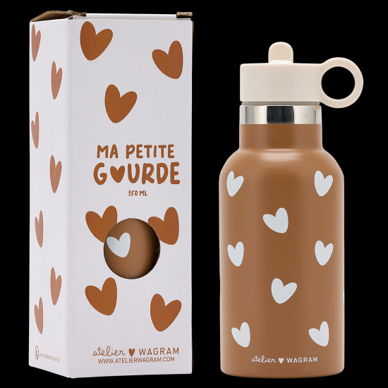 Gourde acier inox coeur - caramel