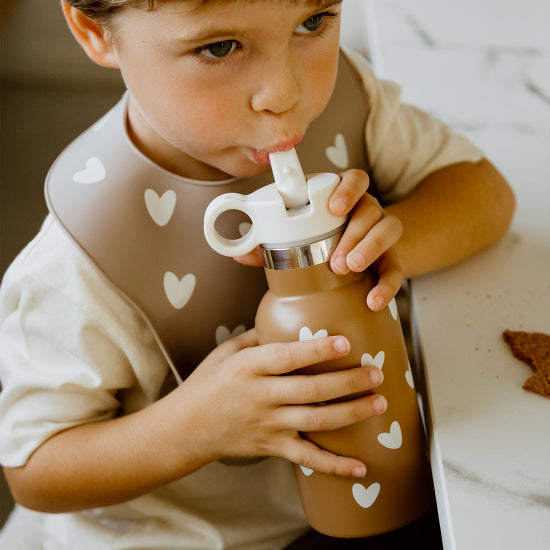 Gourde acier inox coeur - caramel