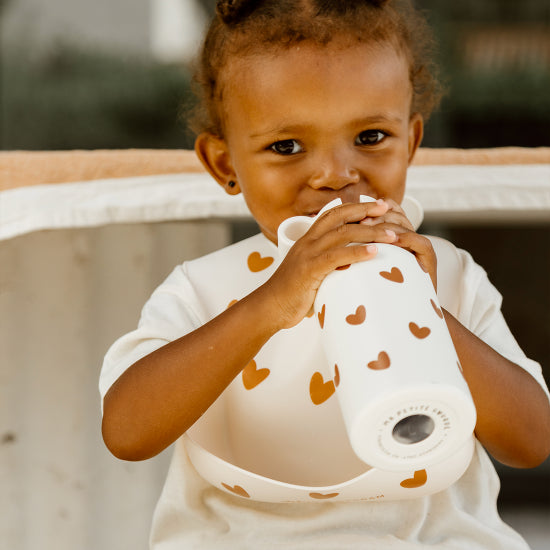 Gourde acier inox coeur - crème