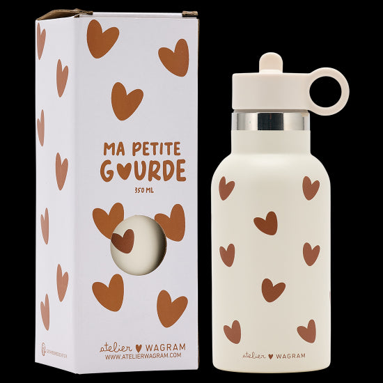 Gourde acier inox coeur - crème