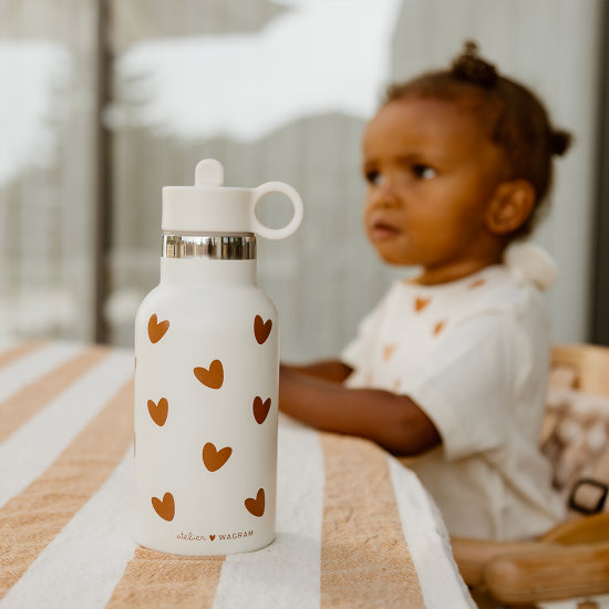 Gourde acier inox coeur - crème