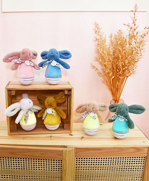 Veilleuse bebe musicale Culbuto beige - 16 cm