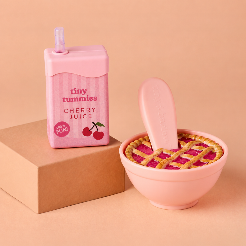 Bol de tarte aux cerises et jus de cerise