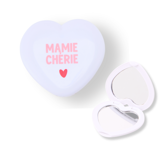 Miroir de poche blanc - Mamie chérie