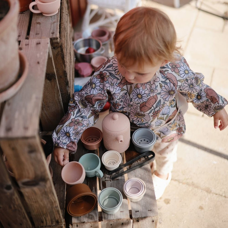 Bavoir à manches - Retro Flowers